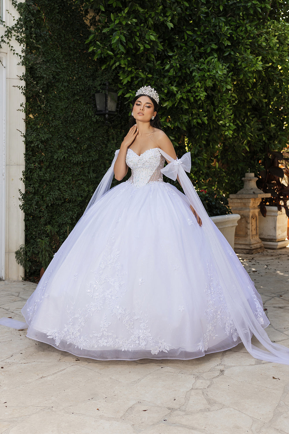 Wholesale Wedding Gown Sweetheart Cape Sleeves Bridal Dress By LA263 - WHITE - Dress LA Merchandise
