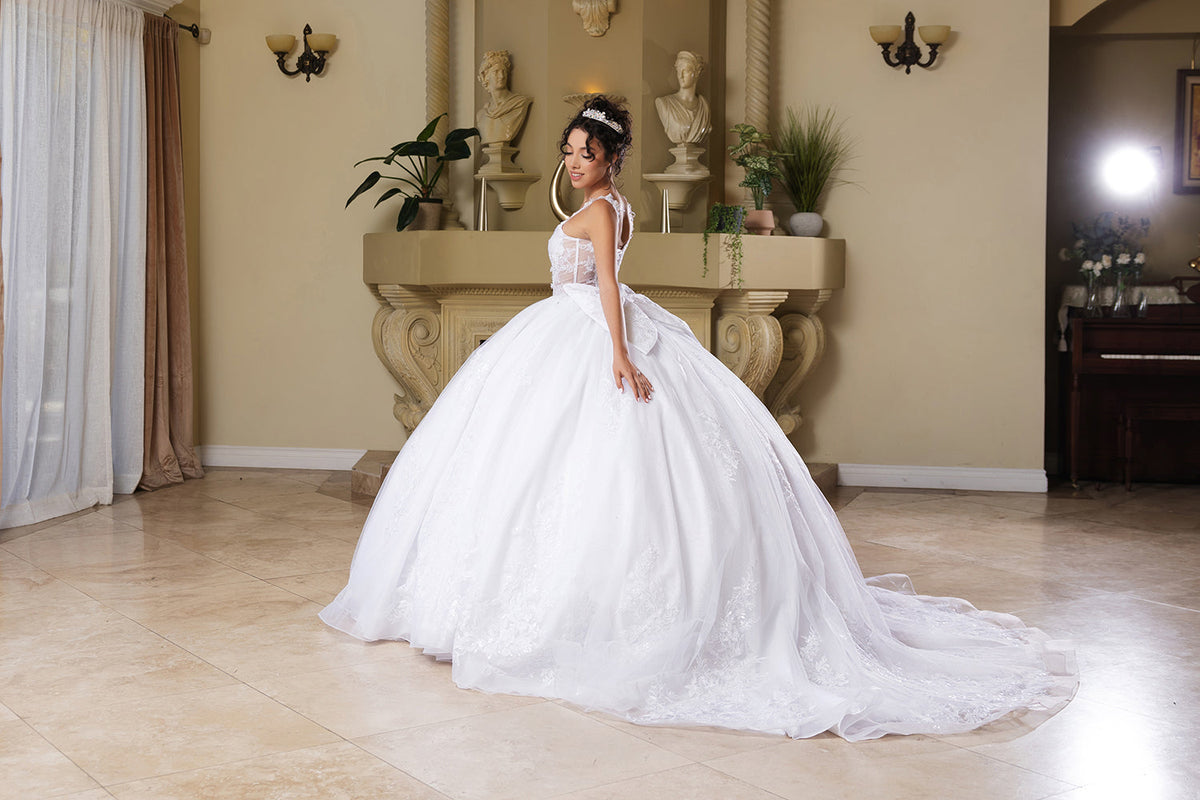 Wholesale Wedding Dress V-Neck Pleated Sweet 16 Ball Gown By LA269 - - Dress LA Merchandise