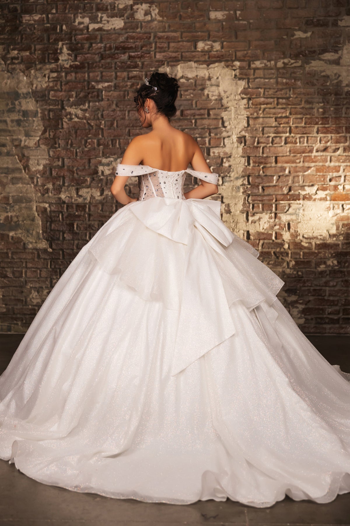 LA Merchandise LA281 Off-Shoulder Quinceañera Gown with Rhinestone Corset Bodice - - Quinceanera Dress LA Merchandise
