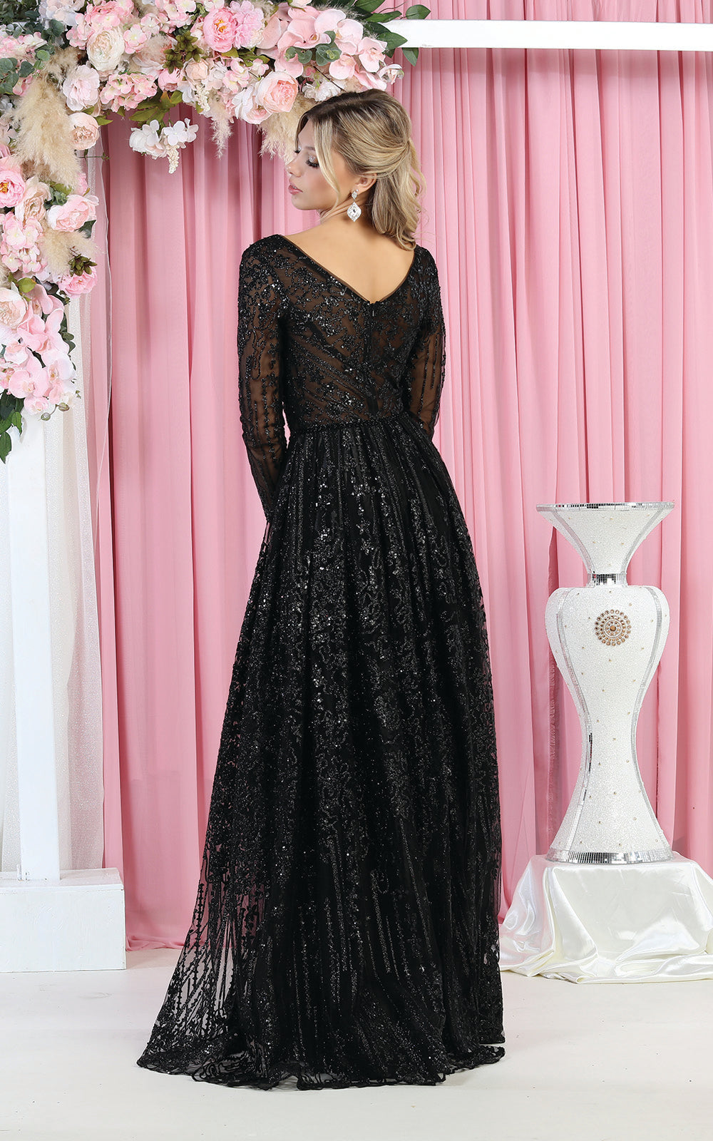 La Merchandise LA7920 Shiny Long Sleeve Plus Size MOB Formal Gown - - LA Merchandise