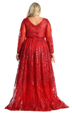 La Merchandise LA7920 Shiny Long Sleeve Plus Size MOB Formal Gown - - LA Merchandise