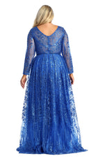 La Merchandise LA7920 Shiny Long Sleeve Plus Size MOB Formal Gown - - LA Merchandise