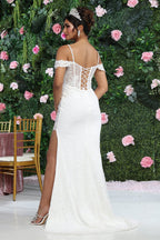 LA Merchandise LA8107B Beaded Corset Ivory Wedding Dress - - Dress LA Merchandise
