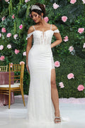 LA Merchandise LA8107B Beaded Corset Ivory Wedding Dress - IVORY - Dress LA Merchandise