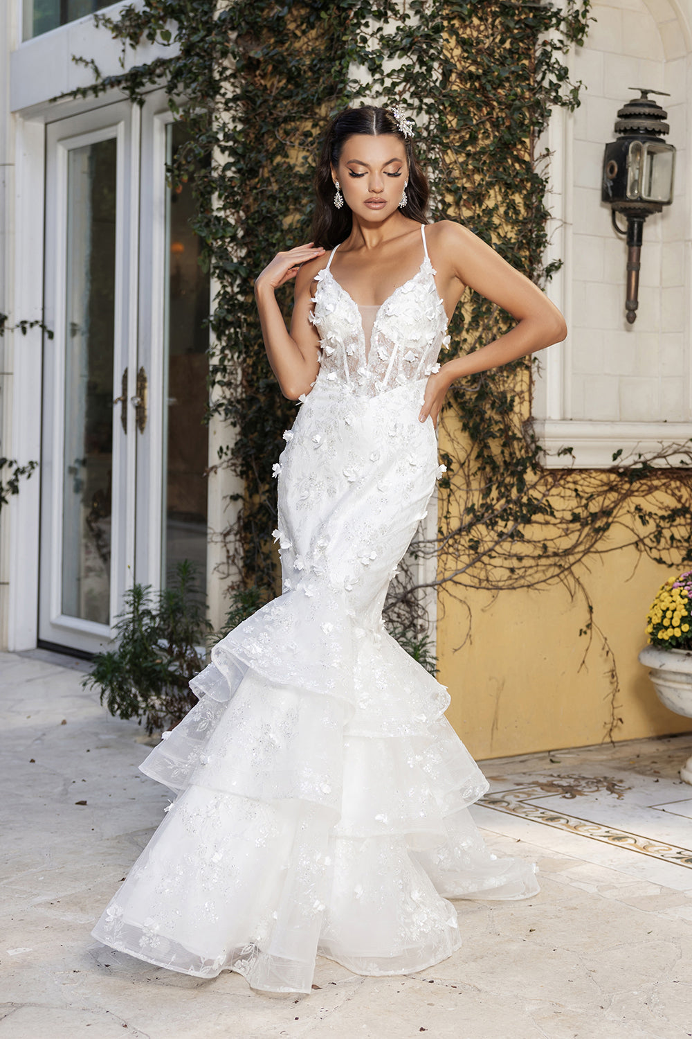 Wholesale Wedding Dress Plunging V-Neck Sequin Bridal Gown By LA8148 - - Dress LA Merchandise