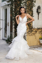 Wholesale Wedding Dress Plunging V-Neck Sequin Bridal Gown By LA8148 - - Dress LA Merchandise