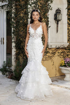 Wholesale Wedding Dress Plunging V-Neck Sequin Bridal Gown By LA8148 - WHITE - Dress LA Merchandise