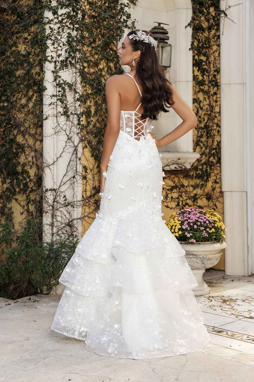 Wholesale Wedding Dress Plunging V-Neck Sequin Bridal Gown By LA8148 - - Dress LA Merchandise