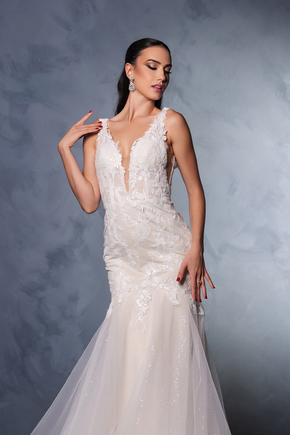 Wholesale Engagement Dress V-Neck Mermaid Sequin Bridal Gown By LA8181 - - Dress LA Merchandise