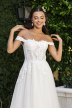Wholesale Long Bridal Dress Off The Shoulder A-Line Gown By LA8182 - - Dress LA Merchandise