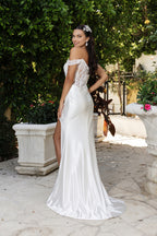 Wholesale Wedding Dress Sleeveless Ruched High Slit Gown By LA8183 - - Dress LA Merchandise