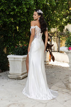 Wholesale Wedding Dress Sleeveless Ruched High Slit Gown By LA8183 - - Dress LA Merchandise
