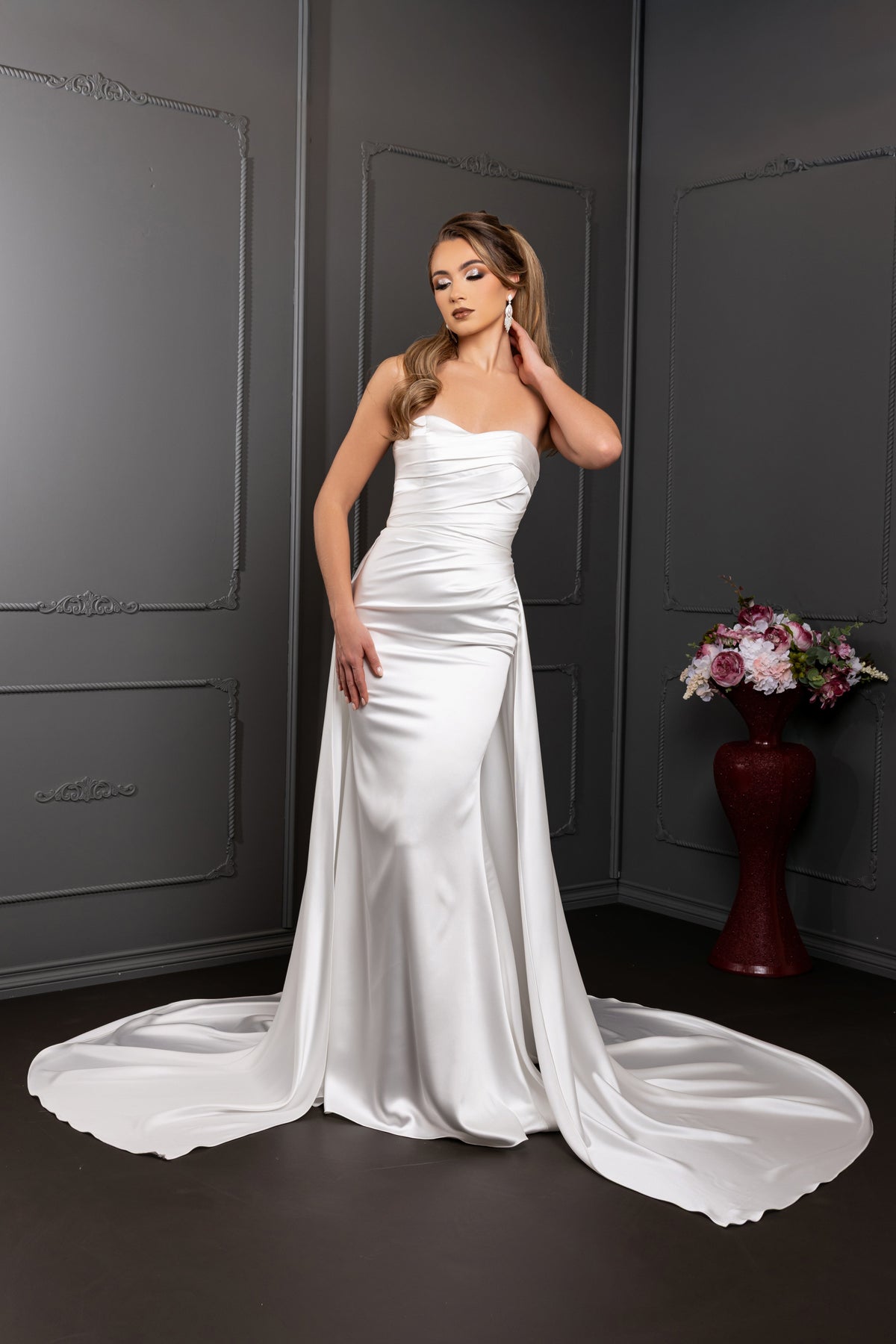 Wholesale Strapless Sweetheart Satin Mermaid Wedding Bridal Gown with Sweep Train by LA8238 - - Wedding Dress LA Merchandise