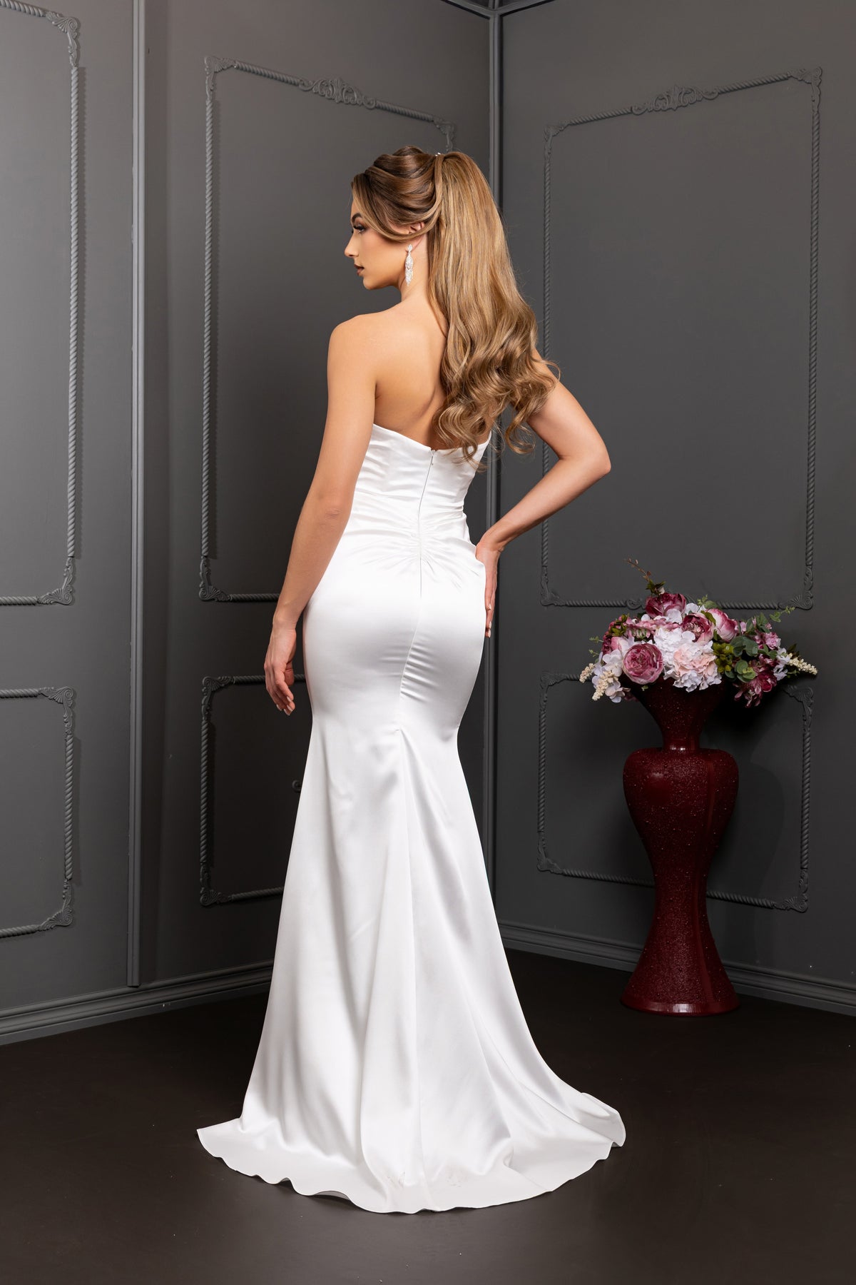 Wholesale Strapless Sweetheart Satin Mermaid Wedding Bridal Gown with Sweep Train by LA8238 - - Wedding Dress LA Merchandise