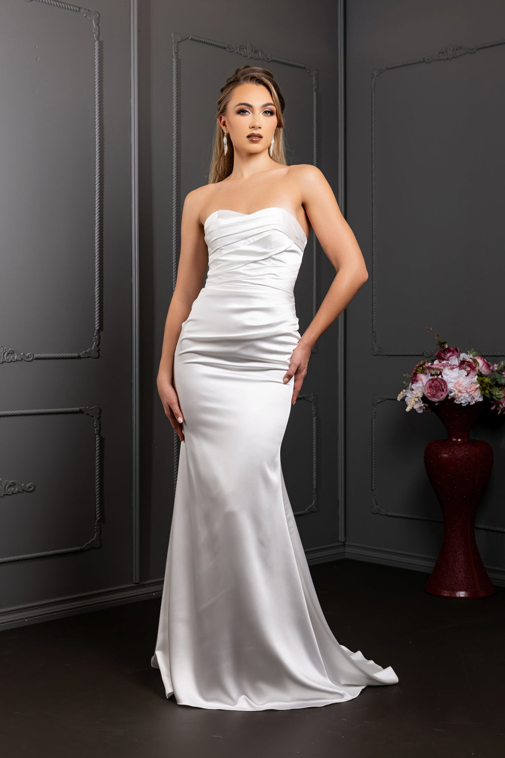 Wholesale Strapless Sweetheart Satin Mermaid Wedding Bridal Gown with Sweep Train by LA8238 - - Wedding Dress LA Merchandise