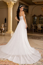 Wholesale Sweetheart Lace Illusion Corset A-Line Chiffon Wedding Bridal Gown with Train by LA8248 - - Wedding Dress LA Merchandise