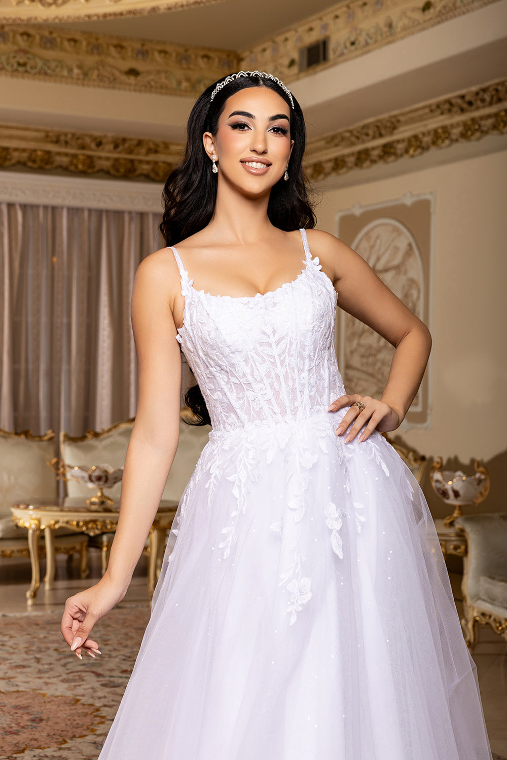Wholesale Spaghetti Strap Scoop Neck Lace Appliqué Corset A-Line Wedding Bridal Gown by LA8273 - - Wedding Dress LA Merchandise