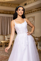 Wholesale Spaghetti Strap Scoop Neck Lace Appliqué Corset A-Line Wedding Bridal Gown by LA8273 - - Wedding Dress LA Merchandise
