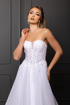 Wholesale Strapless Sweetheart 3D Floral Lace Appliqué Illusion A-Line Wedding Gown by LA8274 - - Wedding Dress LA Merchandise