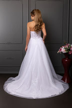 Wholesale Strapless Sweetheart 3D Floral Lace Appliqué Illusion A-Line Wedding Gown by LA8274 - - Wedding Dress LA Merchandise