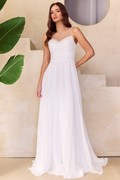 Wholesale Bridal Dress Sleeveless Illusion A-Line Gown By LAA3023 - WHITE - Dress LAA