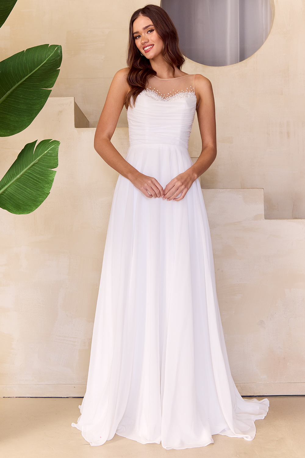 Wholesale Bridal Dress Sleeveless Illusion A-Line Gown By LAA3023 - - Dress LAA