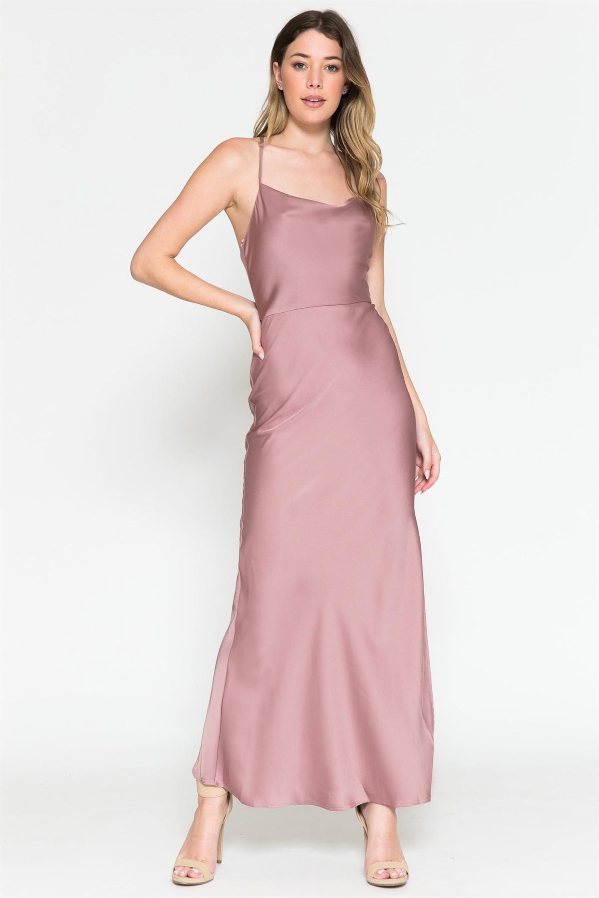 La Merchandise LAA6115 Ankle Length Satin Wholesale Bridesmaids Gowns - Mauve - LAA