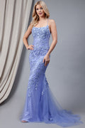 LA Merchandise LAA799 Wholesale Open Back Embroidered Prom Dress - Periwinkle Blue - LAA