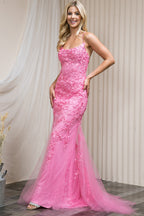 LA Merchandise LAA799 Wholesale Open Back Embroidered Prom Dress - Pink - LA Merchandise