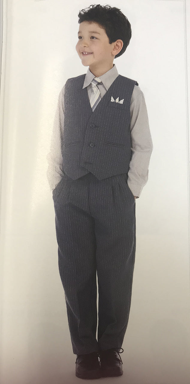 LA Merchandise LADBG688 Classy Kids Pin Striped Suit With Matching Set - GREY - Boys suits LA Merchandise