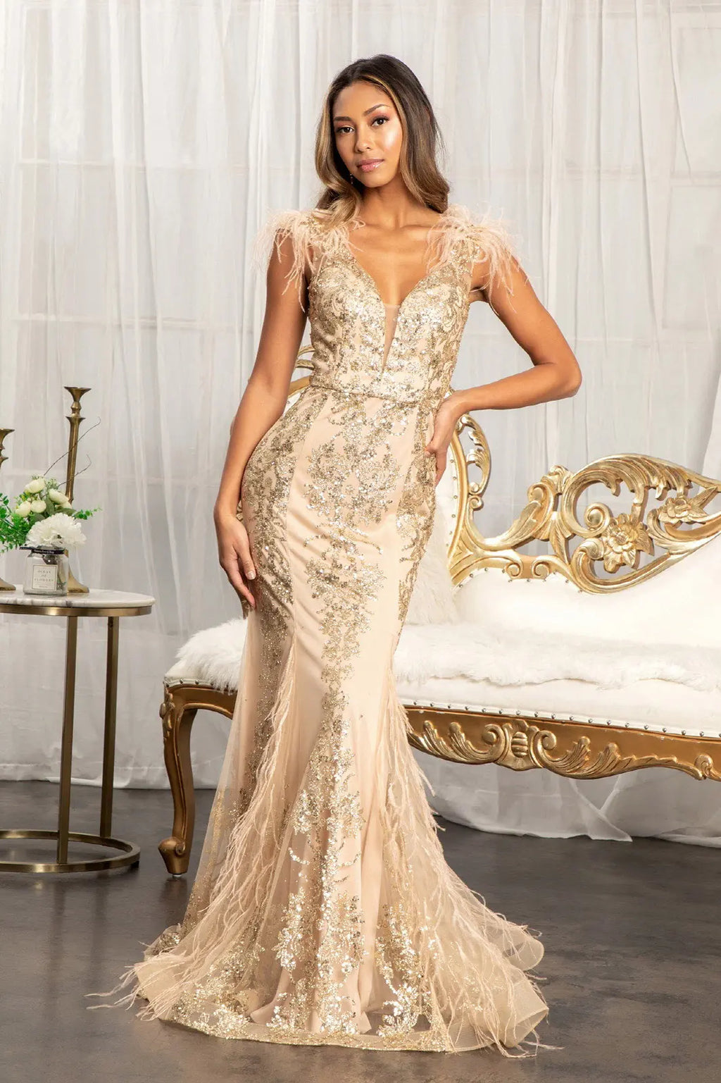 Red Carpet Formal Dress - LAS1983 - GOLD - LAS