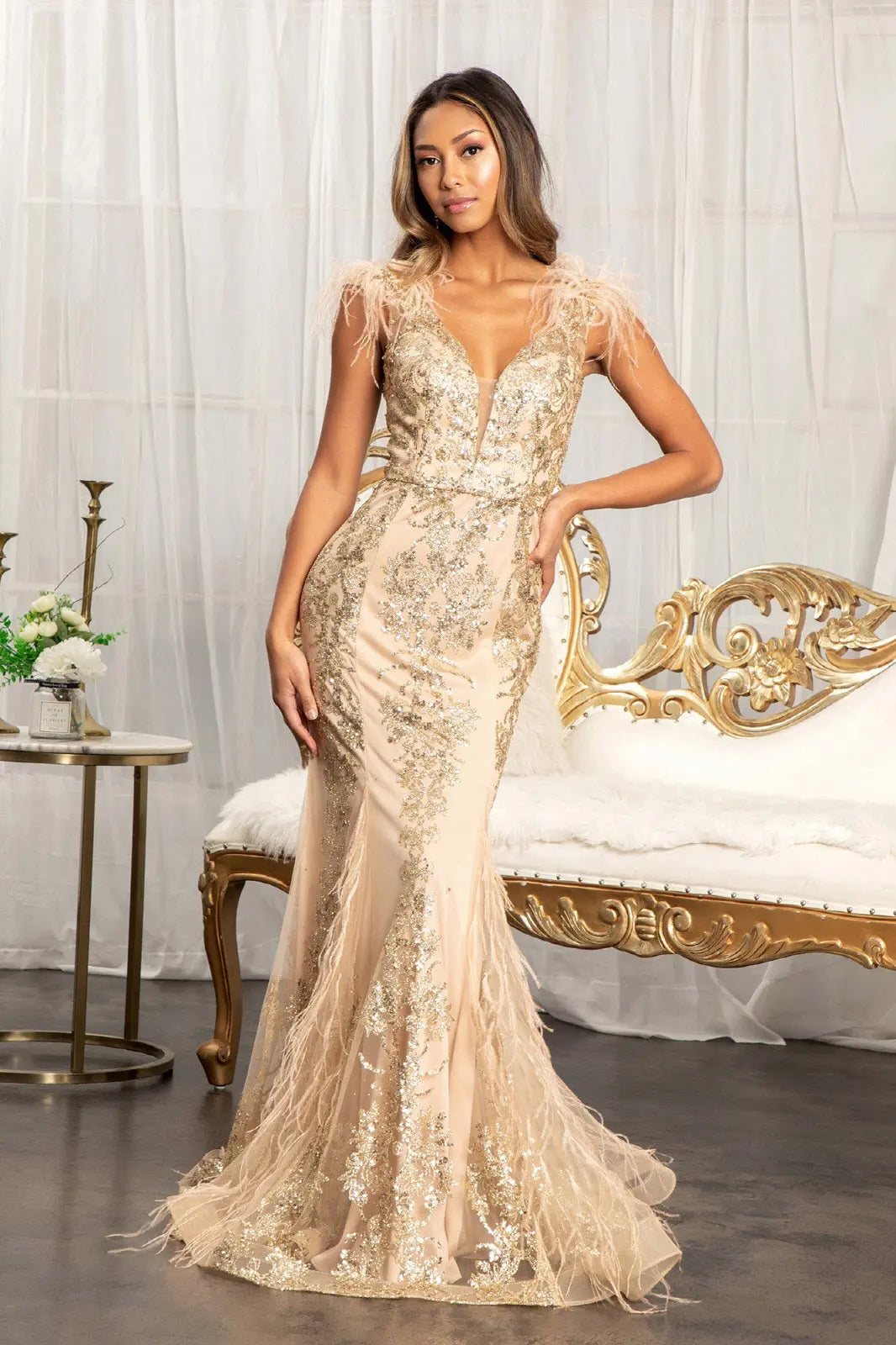 Red Carpet Formal Dress - LAS1983 - GOLD - LAS