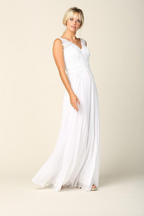 LA Merchandise LAV5233 Sleeveless V-Neck Beaded Bodice Bridal Gown - - Wedding Dresses LAV