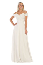 LA Merchandise LA1601B Off The Shoulder Corset Ivory Wedding Gown - Ivory - LA Merchandise