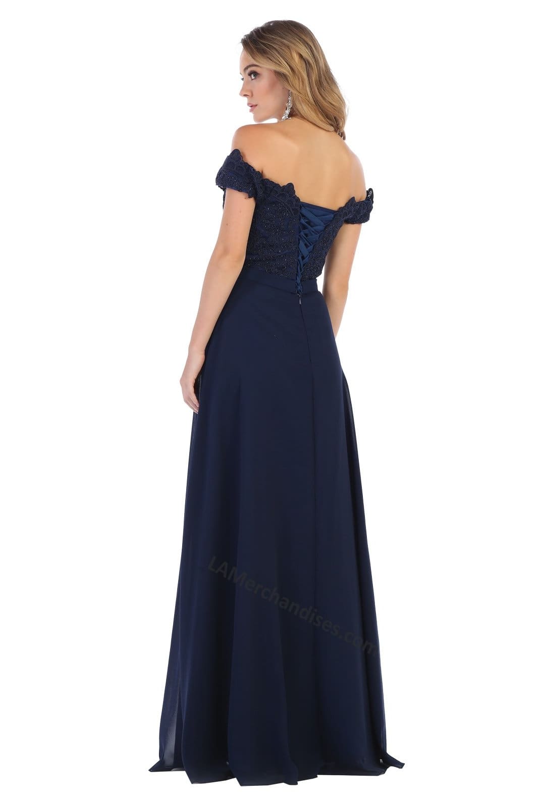 LA Merchandise LA1601 Off Shoulder Embellished Formal Evening Gown - - LA Merchandise