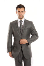Mens Two Piece Ultra Slim Fit Sharkskin Suit - LA181SSA - GREEN SLATE - Mens Suits LA Suits