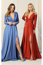 Long Sleeve Stretchy Gown - LA1835 - - LA Merchandise