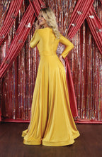 La Merchandise LA1835 V-Neck Long Sleeve Stretchy Bridesmaids Gown - - LA Merchandise
