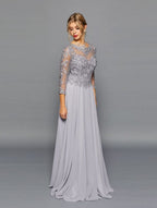 Long Sleeve Mother Of The Bride Dress - LADK302 - SILVER GREY - LAD