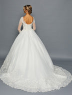 Long Sleeve A-Line Wedding Dress - LADK454 - - Dresses LA Merchandise