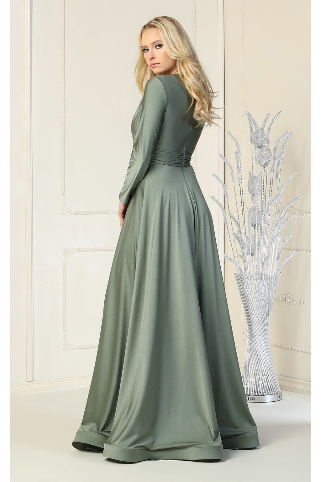 Long Sleeve Stretchy Gown - LA1835 - - LA Merchandise