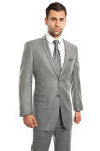 Mens Two Piece Ultra Slim Fit Sharkskin Suit - LA181SSA - SHARK GREY - Mens Suits LA Suits