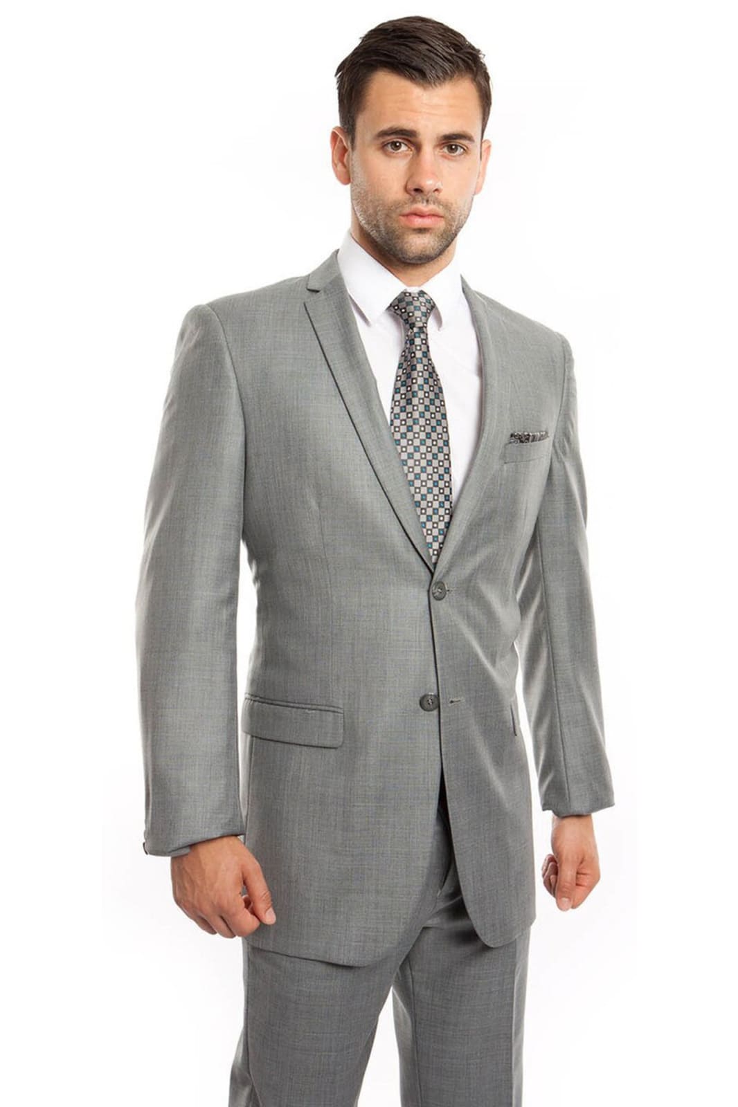 Mens Two Piece Ultra Slim Fit Sharkskin Suit - LA181SSA - SHARK GREY - Mens Suits LA Suits