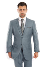 Mens Two Piece Ultra Slim Fit Sharkskin Suit - LA181SSA - SMOKE BLUE - Mens Suits LA Suits