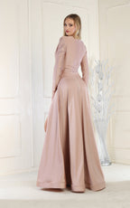 La Merchandise LA1835 V-Neck Long Sleeve Stretchy Bridesmaids Gown - - LA Merchandise
