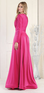 Long Sleeve Stretchy Gown - LA1835 - - LA Merchandise
