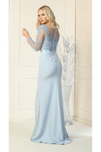 Sheer Long Sleeve Mermaid Evening Gown - LA1847 - - LA Merchandise