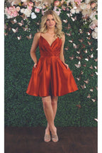 Lace Up Cocktail Dress W/ Pockets - LA1882 - - LA Merchandise