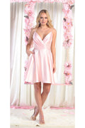 Lace Up Cocktail Dress W/ Pockets - LA1882 - BLUSH - LA Merchandise