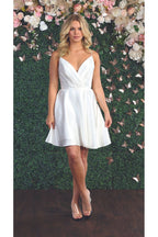 Lace Up Cocktail Dress W/ Pockets - LA1882 - IVORY - LA Merchandise